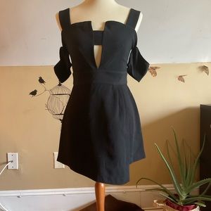 black off shoulder ponte crepe romper